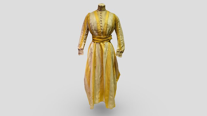 Gold And White Satin Dress, c. 1900 3D Model