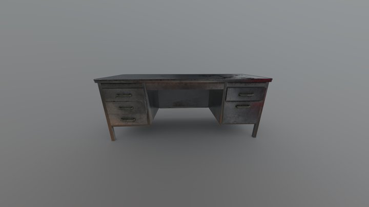 Vintage Metal Desk 3D Model