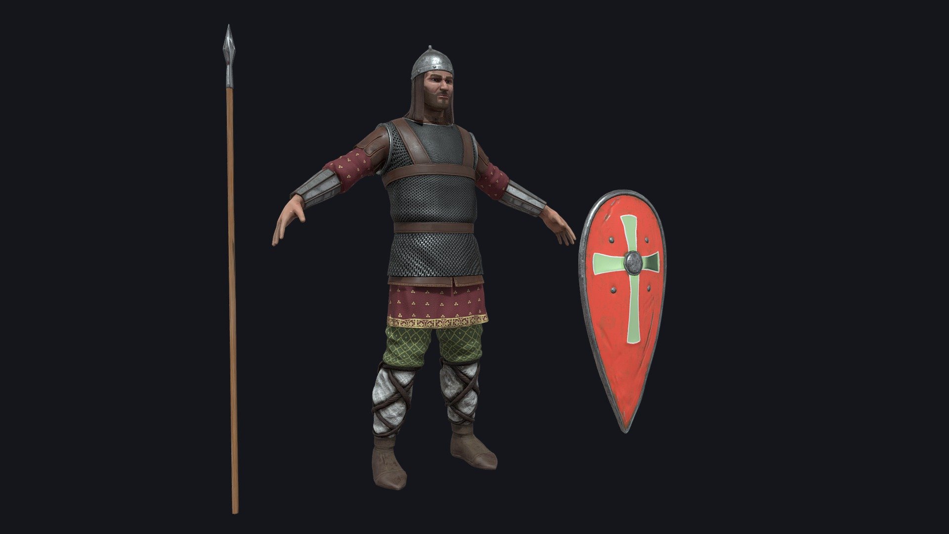 Knight with spear and shield - Download Free 3D model by mykola ...