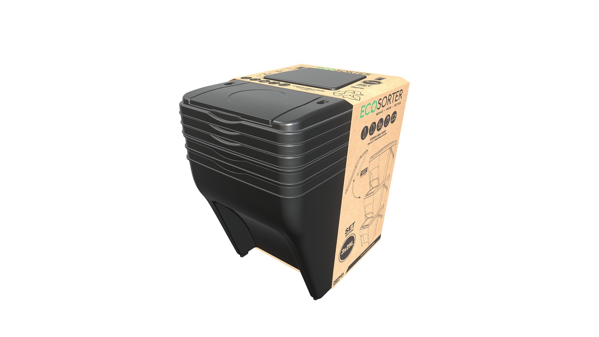Ecosorter Set 3x25 L — Sketchfab embed 3D viewer