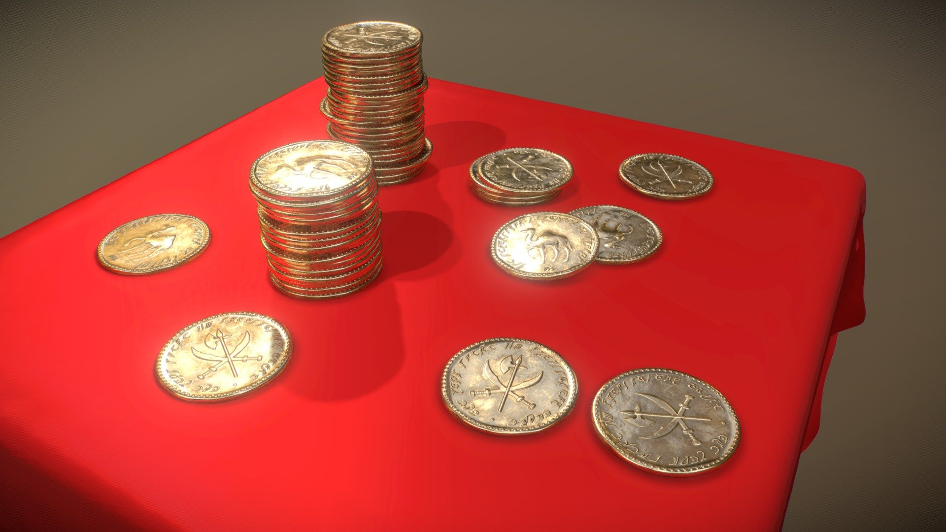 Gold Coins - 3D model by Mark Haldane (@mhaldane) [f38b45e] - Sketchfab