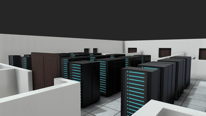 office with server room 3D Model