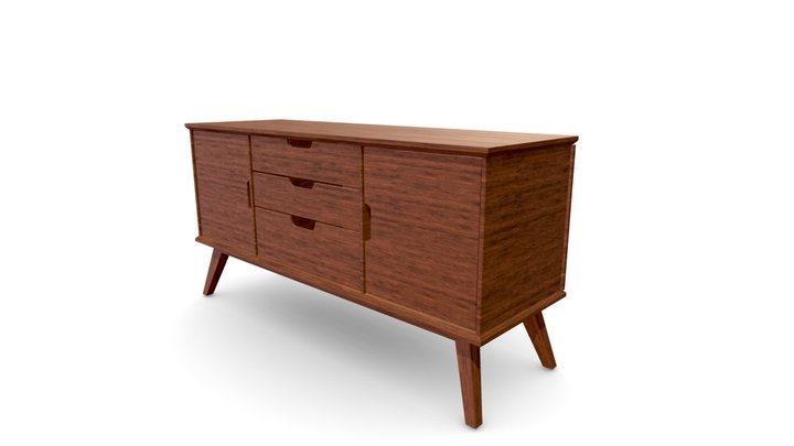 Mid-Century Modern Wood Sideboard 3D Model