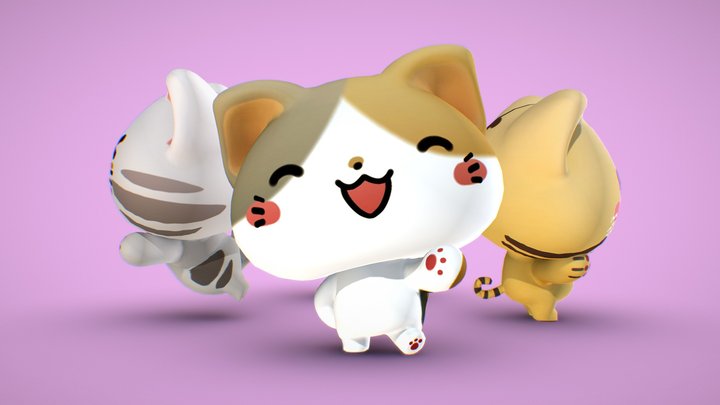 Cats - Rigged and Posed 3D Model