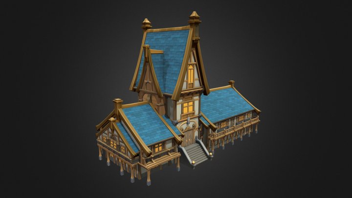 Stylized Academy Building 3D Model