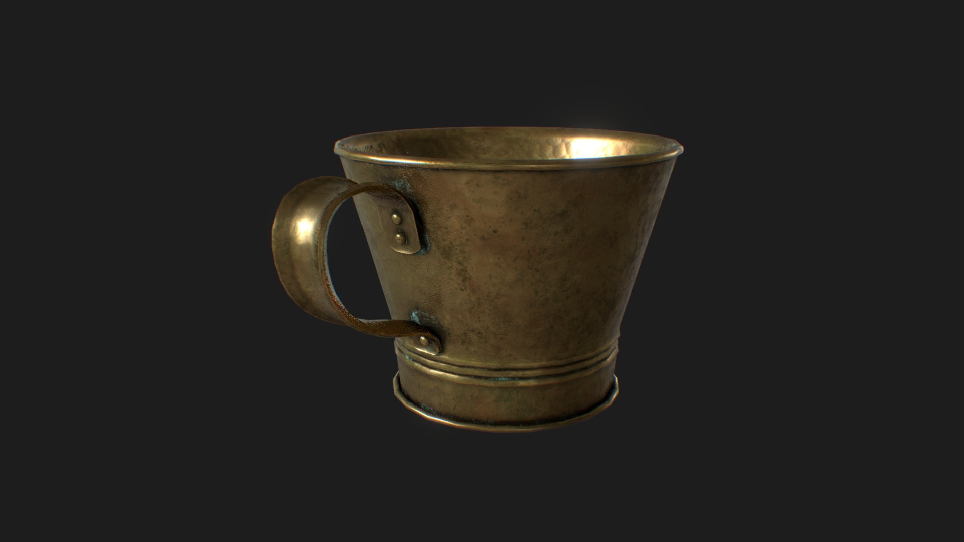 3D model Old Metal Cup - This is a 3D model of the Old Metal Cup. The 3D model is about a cup with a handle.