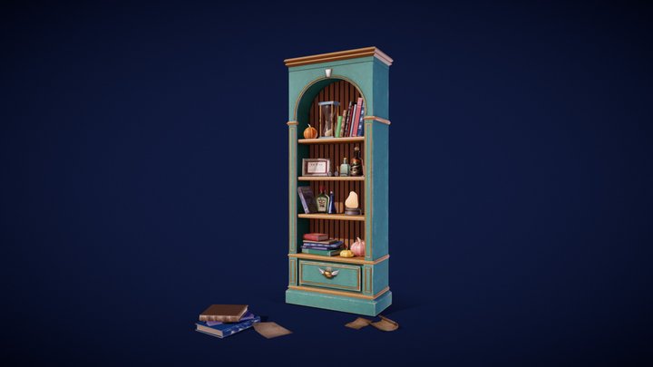 Bookshelf for wizard 3D Model