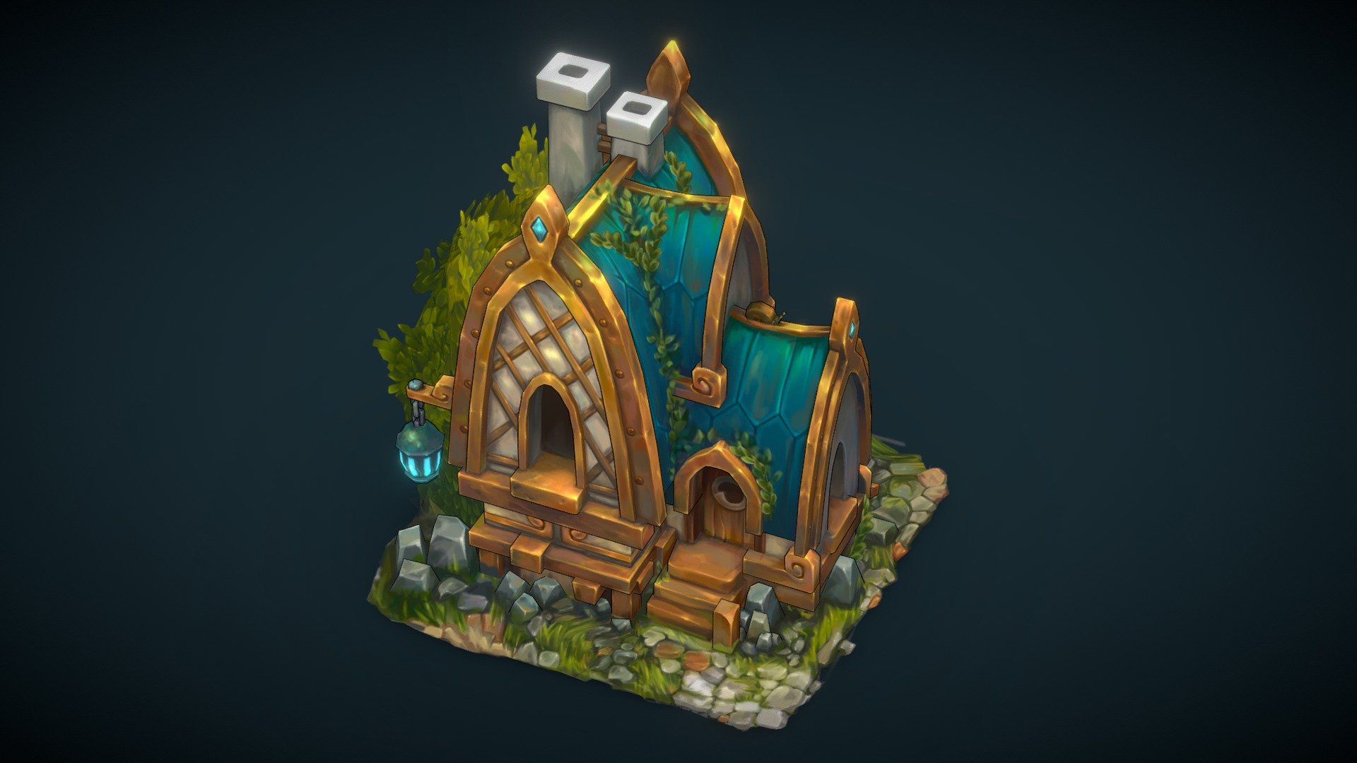 Golden house - Handpainted - 3D model by Oleaf (@homkahom0) [f3972d9 ...