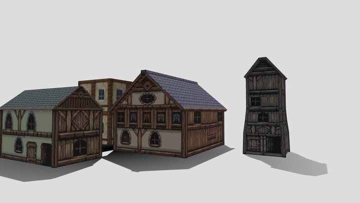 PS1 Style Houses 3D Model