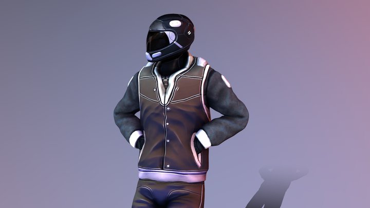 Cyberpunk Biker 3D Model