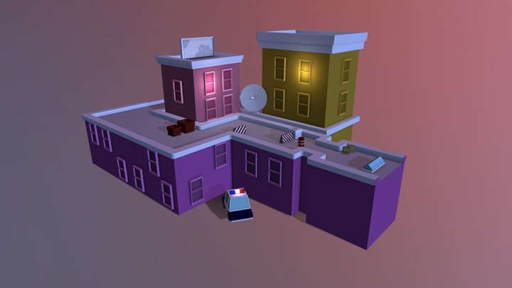 Night city scene 3D Model