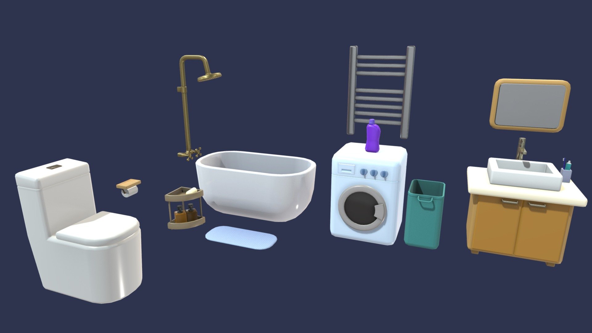 Cute Bathroom Set - 3D model by Kana-Beru [f39a6e2] - Sketchfab