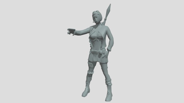 warrior girl soldier 3D model 3D Model