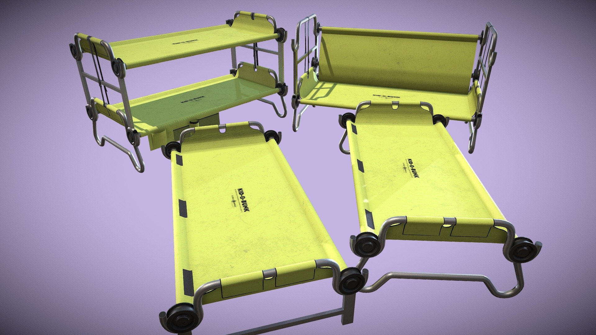 Kid's Portable Bunkbed Set 3D model by LukiFisher [f39f20c] Sketchfab