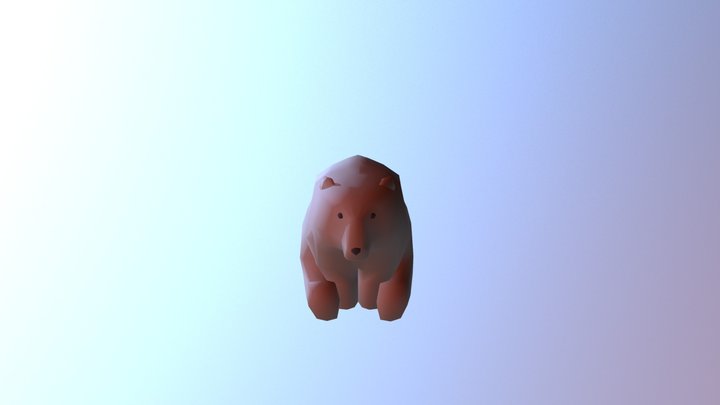 Animated Low-Poly Bear for Uphill Skiing 3D Model