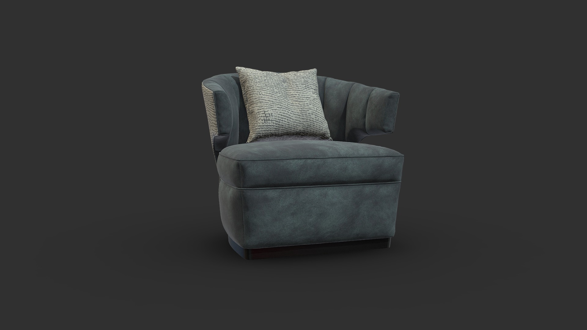3D model Gibbs Occasional Armchair - This is a 3D model of the Gibbs Occasional Armchair. The 3D model is about a grey couch with a grey cushion.
