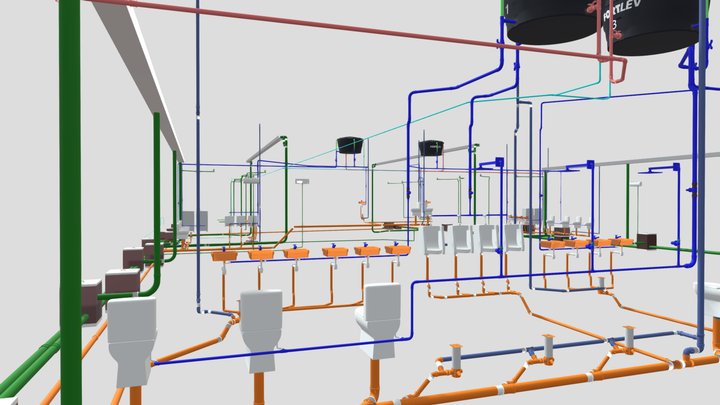 Vista 3D de Sistema Hidrossanitário 3D Model