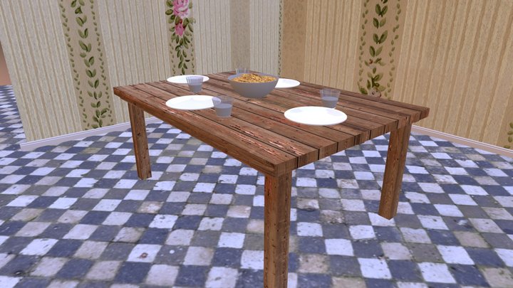 Cookies and Milk 3D Model
