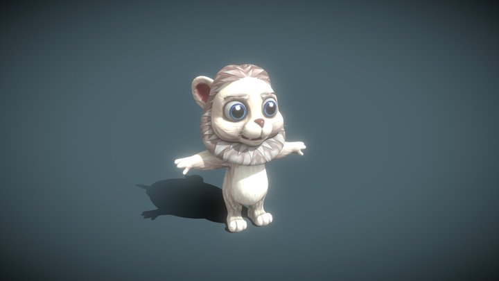 Cartoon White Lion Rigged 3D Model 3D Model