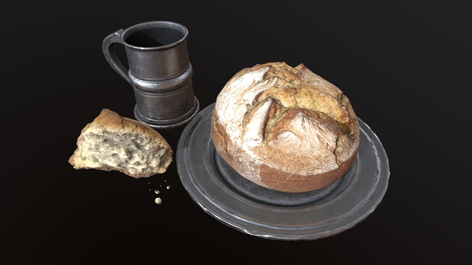 3D model Bread scan - This is a 3D model of the Bread scan. The 3D model is about a plate of food.