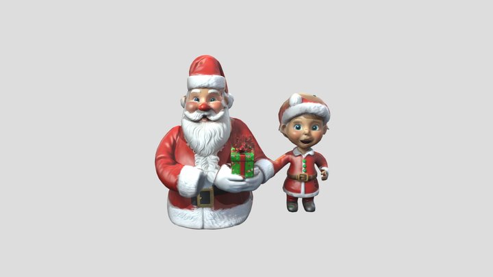 santa clause handing gift to a child