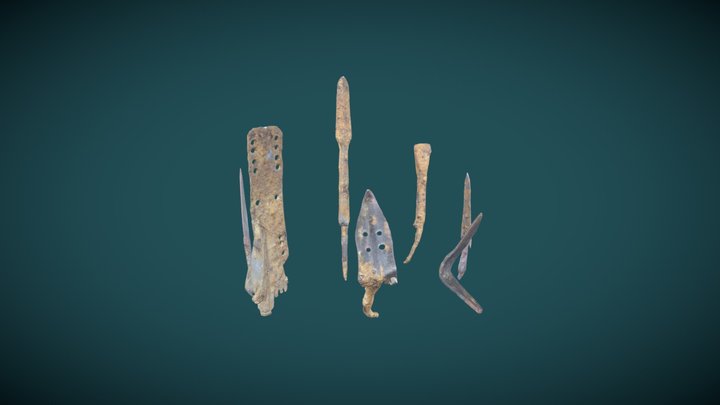 наконечники стрел, пластина / iron arrowheads 3D Model