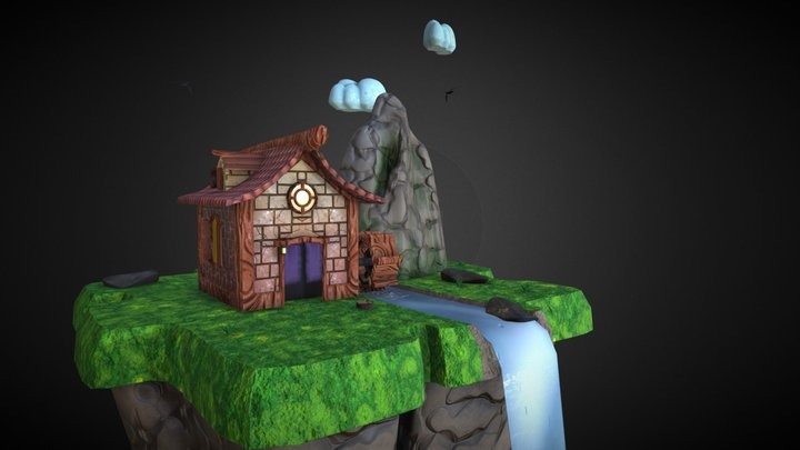 Fantasy Island Scene 3D Model