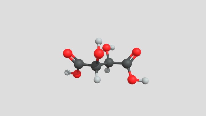 L(+)- Tartaric Acid 3D Model
