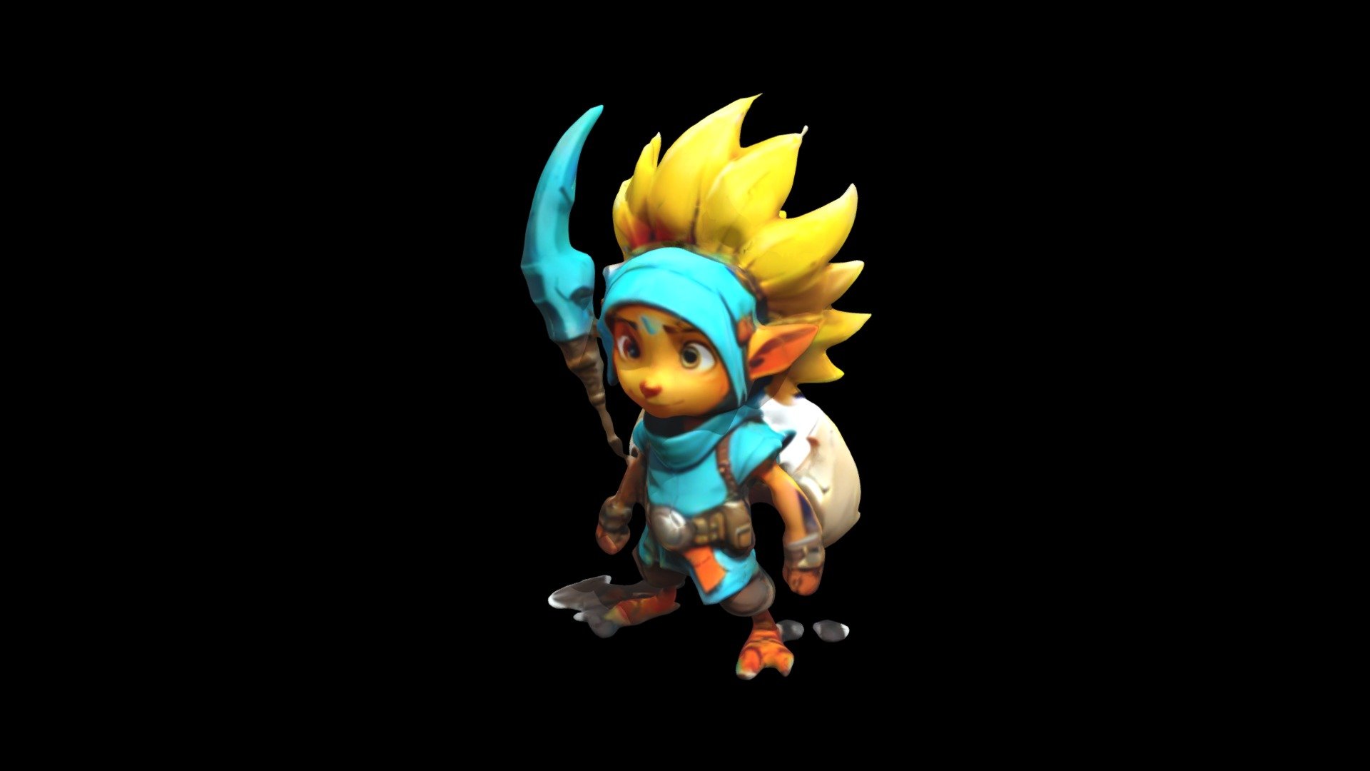 a cartoon character with yellow hair and a bl - Download Free 3D model ...