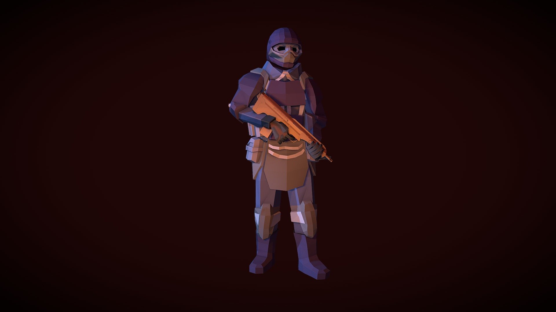 Low-poly Juggernaut soldier 2 (with weapon)