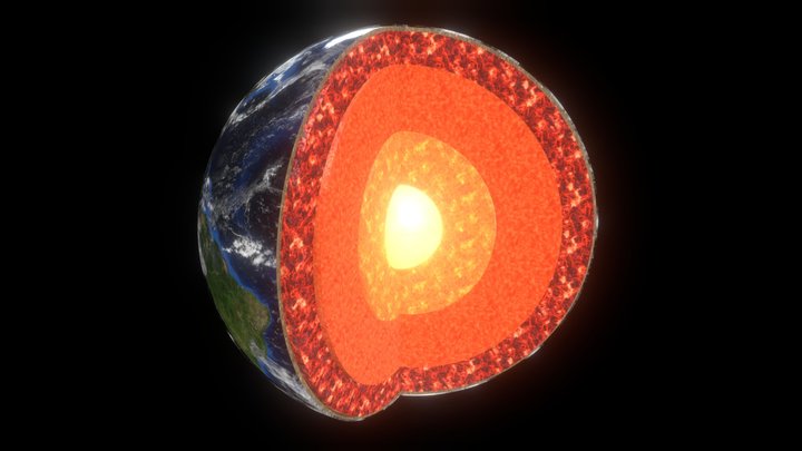 Earth Core Cross-Section 3D Model