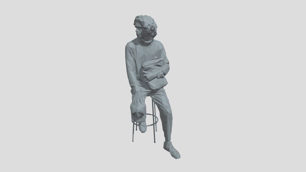 Lowpoly Male Sitting On A Bar Stool