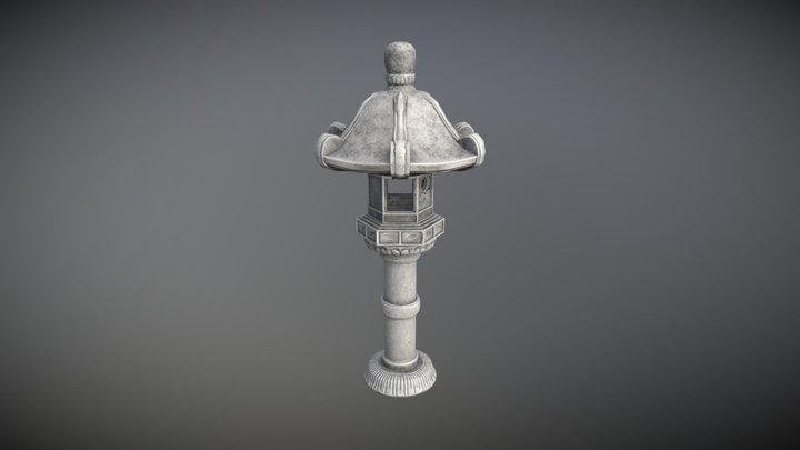 Japanese Stone Lantern 3D Model
