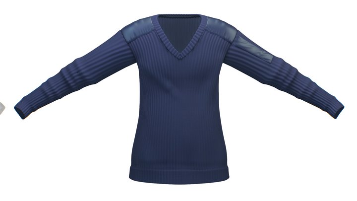 Cartoon High Poly Subdivision Blue Sweater 3D Model