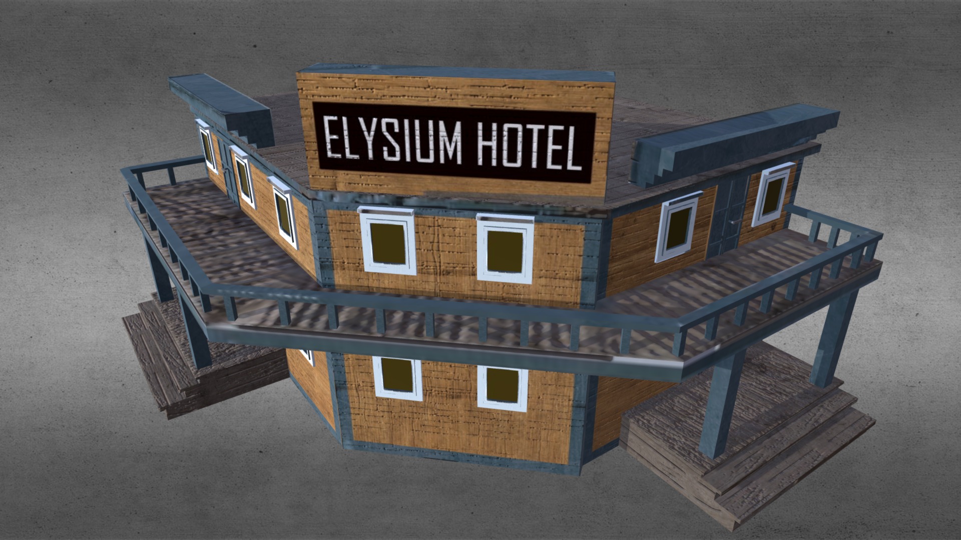 3D model Hotel from the Wild West - This is a 3D model of the Hotel from the Wild West. The 3D model is about a model of a house.