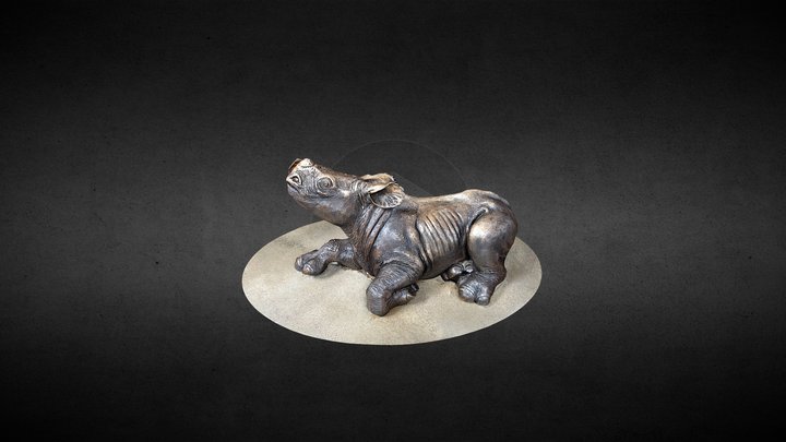 Calf Rhino Statue 3D Model