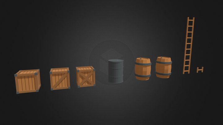 Barrel pack low poly 3D Model