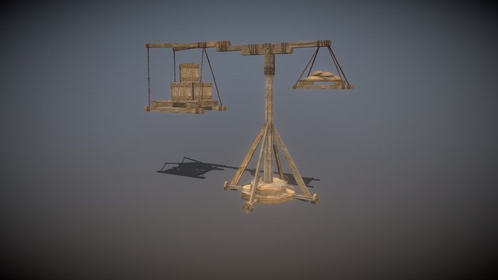 Old Wooden Crane 3D Model