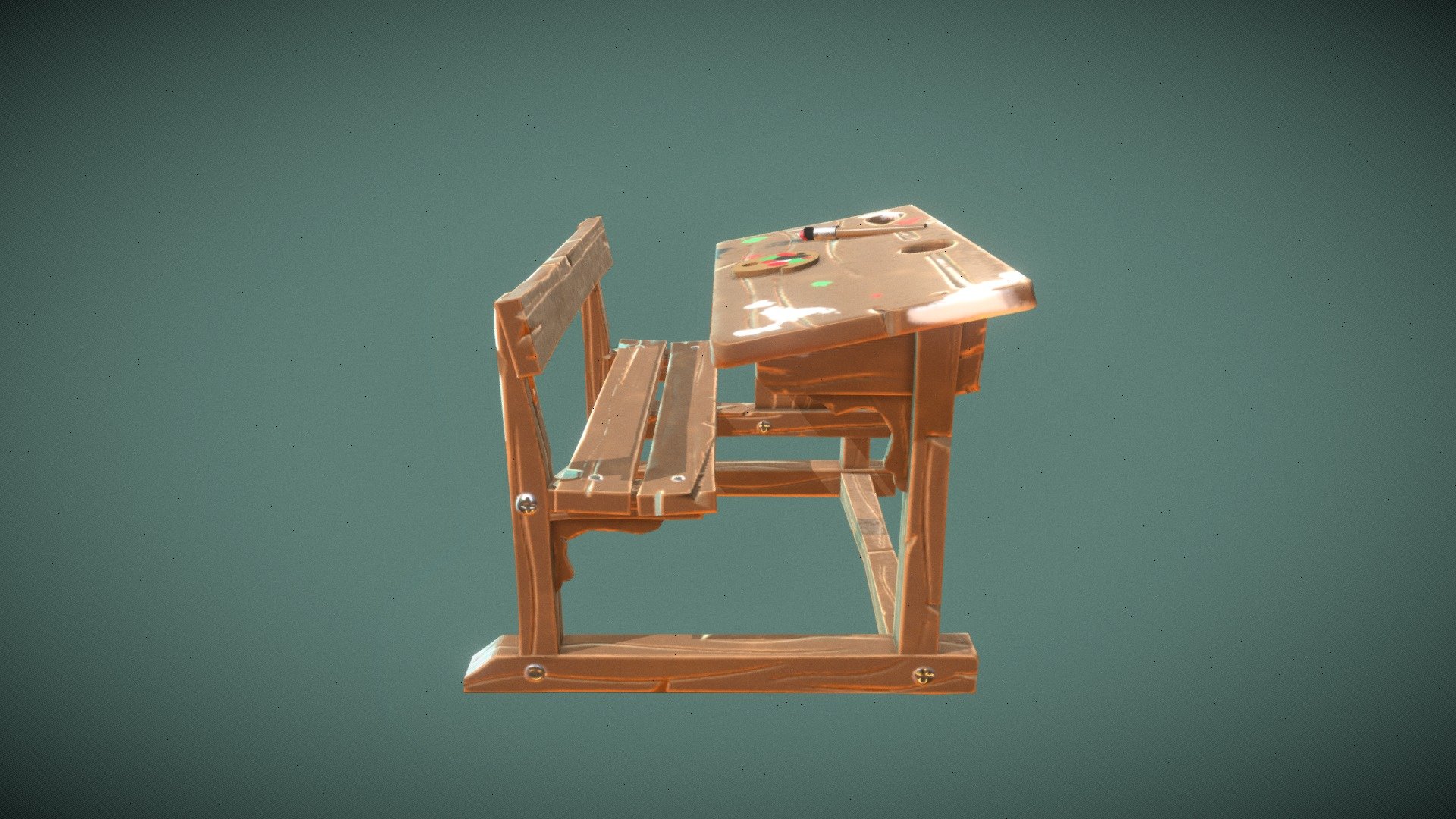 Stylized School Desk - 3D model by l.benhamouche [f3cd63f] - Sketchfab