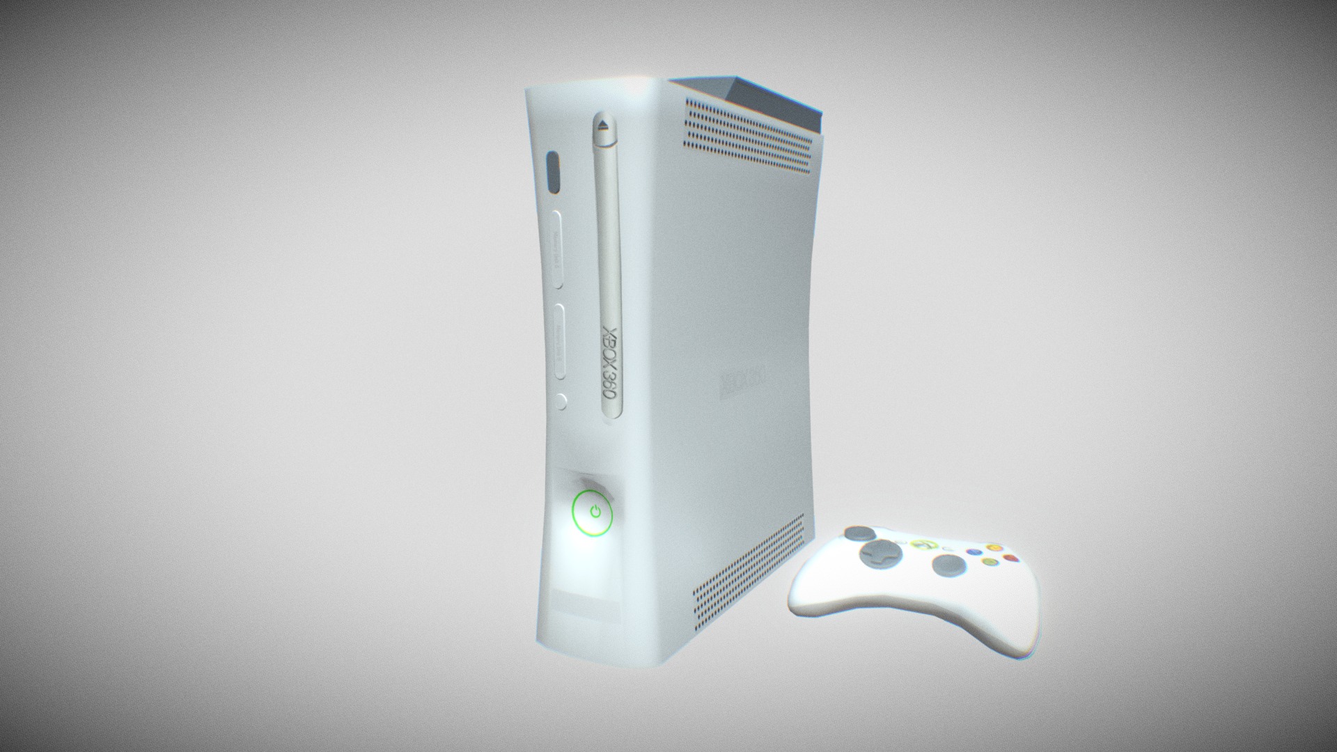 3D model X Box - This is a 3D model of the X Box. The 3D model is about a white video game console and controller.