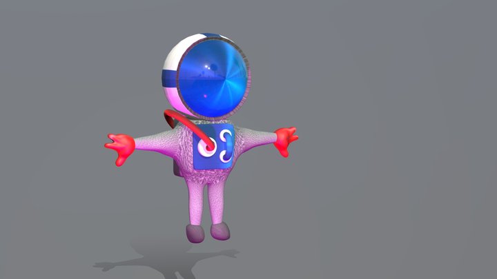 Smoothed Low-Poly Astronaut Character. 3D Model