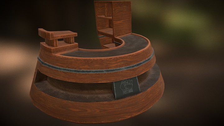 Worn Fantasy Desk 3D Model