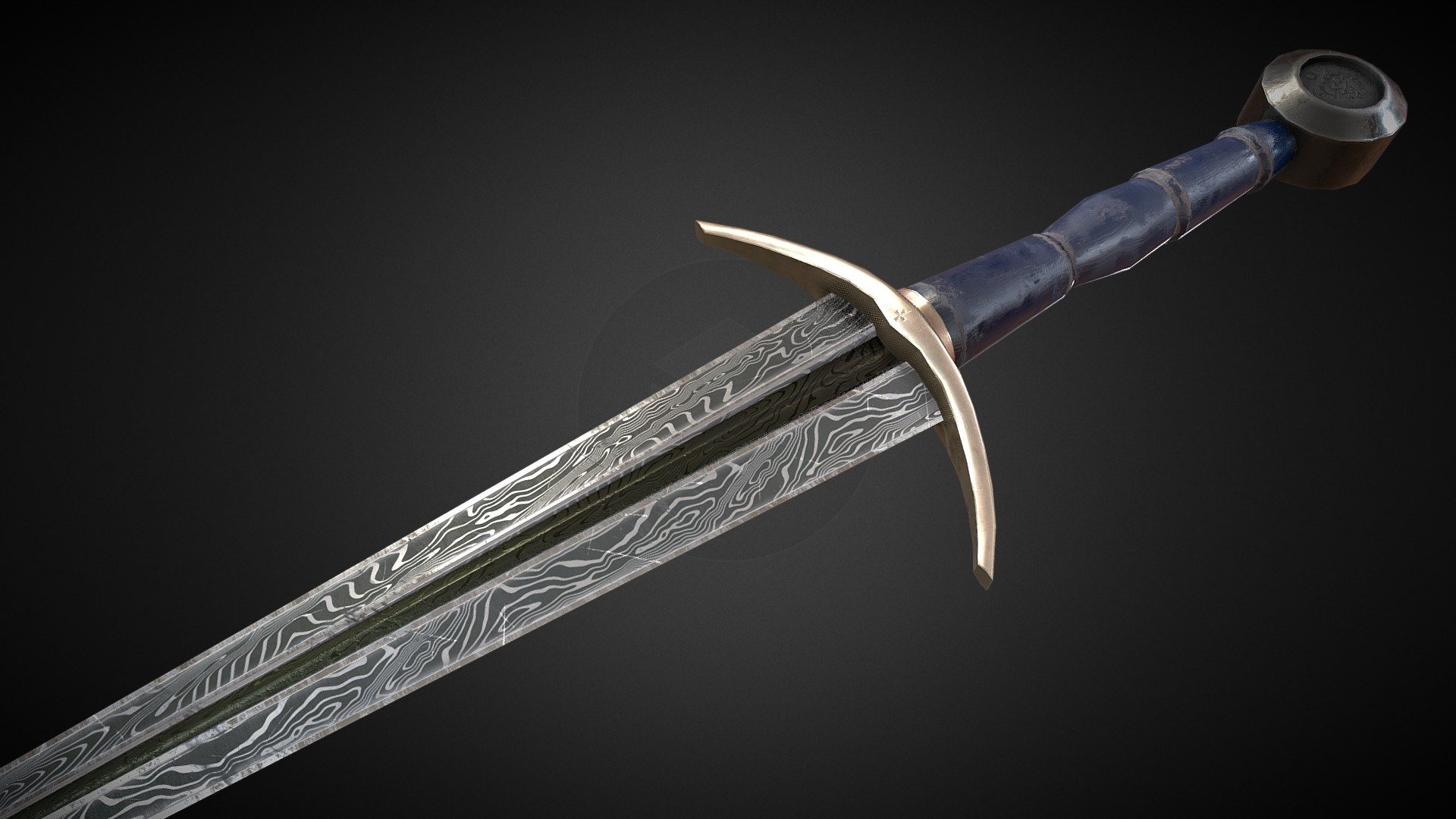 Damascus Broad Sword Buy Royalty Free 3D model by Armored Interactive