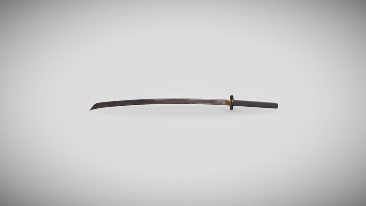 Lowpoly katana with test texturing 3D Model