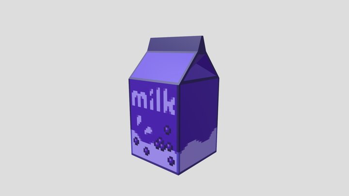 Retro Cartoon Blueberry Milk Carton 3D Model