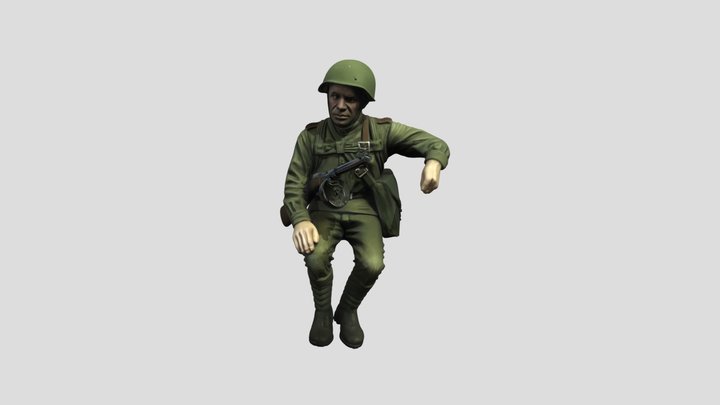 WW2 Soviet Tank Rider 3D Model