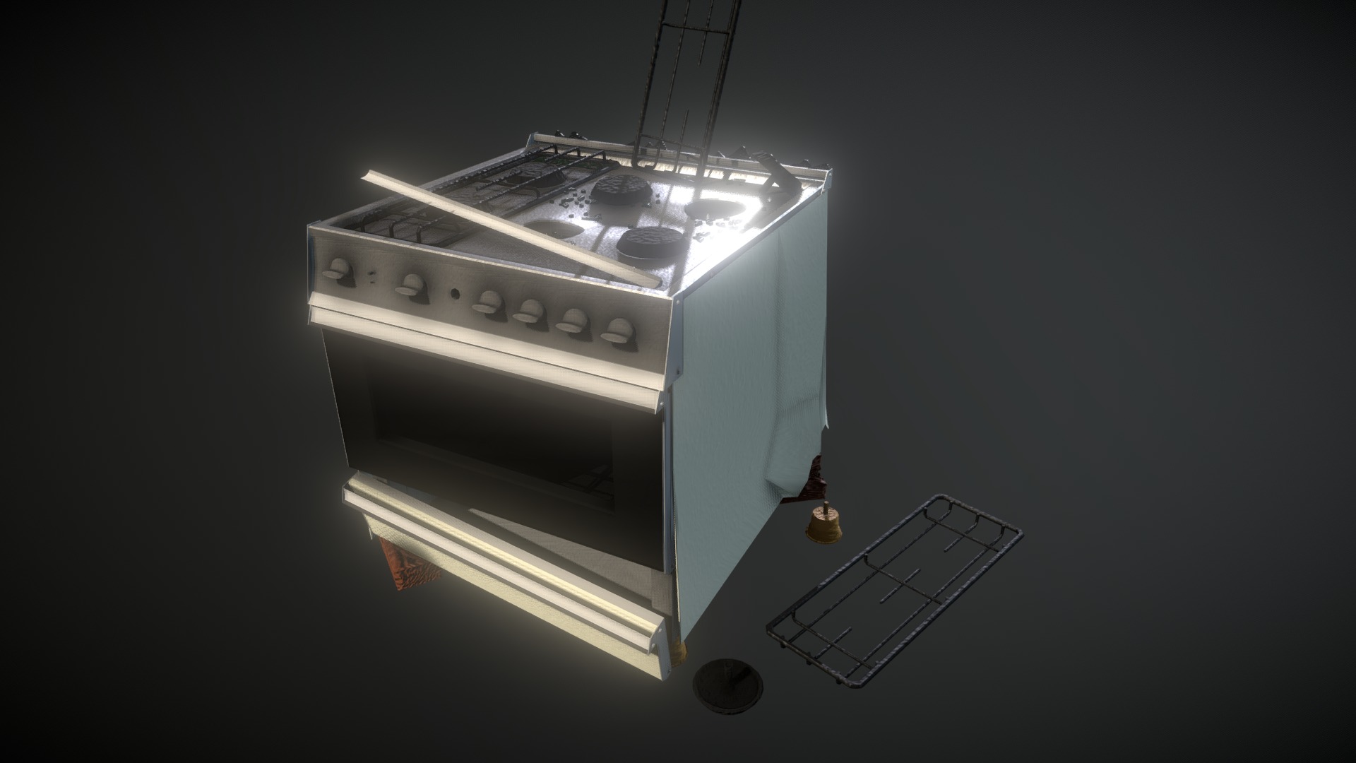 3D model Cooker_1987 game poly!!! - This is a 3D model of the Cooker_1987 game poly!!!. The 3D model is about a white rectangular object with a black background.