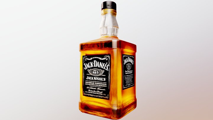 Jack Daniels whiskey, bottle glossy, black label – Kostenloses 3D-Modell STL