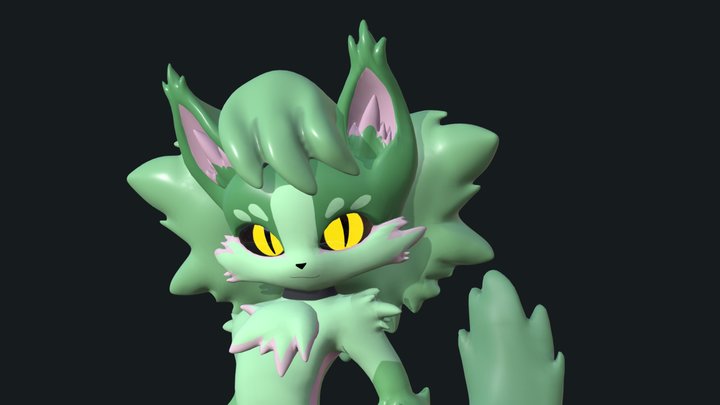 Green Furry Lady 3D Model