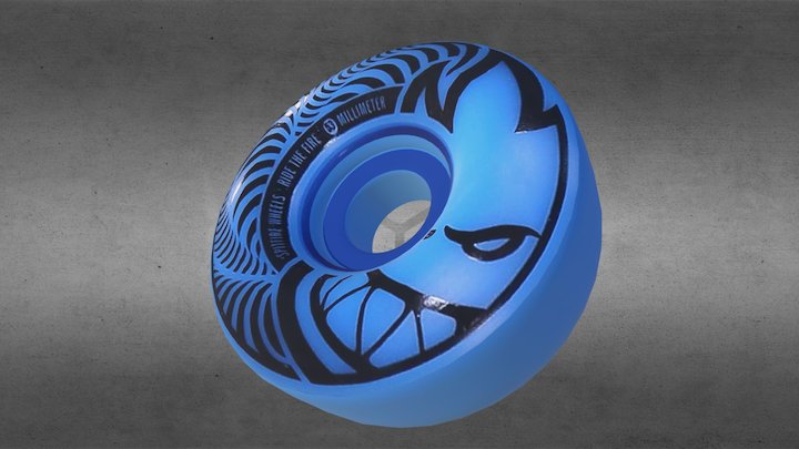 Skateboard Wheel Texture Blue 3D Model